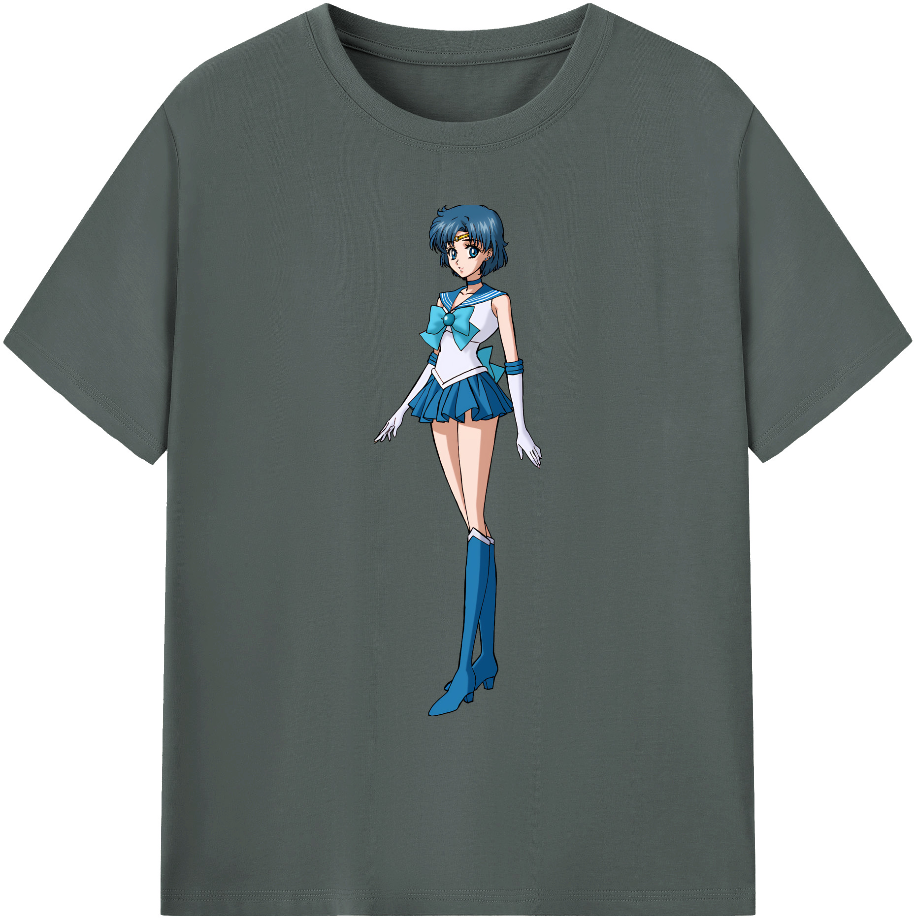 （画像用） 美少女戦士セーラームーン 水野 亜美 みずの あみ Sailor Moon Mizuno Ami 綿100％ メンズ半袖Tシャツ｜肌触りやわらか＆通気性